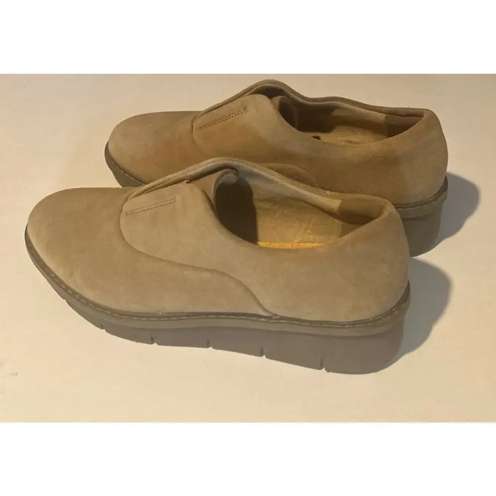Clarks Airabell Sky Women’s 10M Taupe Nubuck Slip On Comfort Loafers